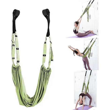 Corde de yoga aérien soulage les douleurs dorsales - Sangle d'étirement verte (1/5)