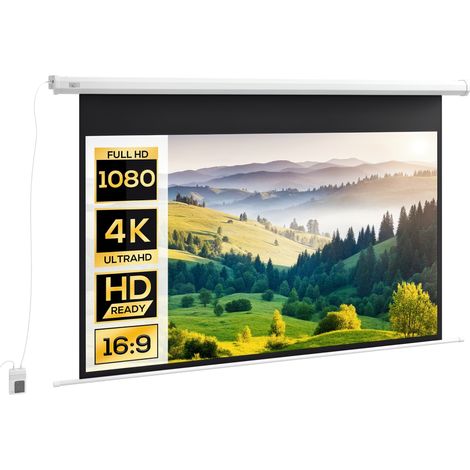 Telo per Proiettore 84" 16:9 Motorizzato con Telecomando, 215x8x140cm, Bianco