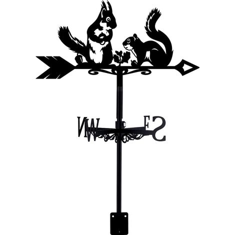 Veleta de ardilla, veleta metálica para el tejado, veleta para el jardín, tejado, jardín, veleta direccional, veleta de hierro forjado, veleta de viento, decoración rústica para exteriores (1/5)