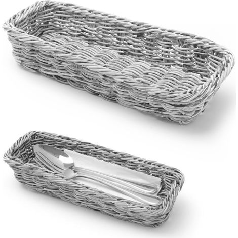 Cesta para cubiertos (tenedores, cuchillos, cucharas), gris jaspeado, 270x100x45 mm - Hendi 426081 (1/3)