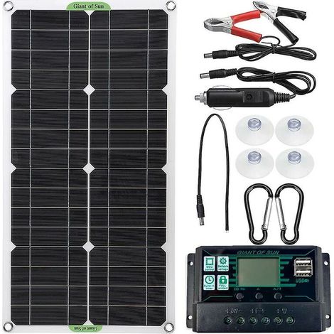 VURAHOME - Kit de système solaire 250w 1pcs panneau solaire monocristallin flexible module photovoltaïque 20a contrôleur de charge solaire pour camping-car, bateau, toit, 12 volts ba (1/2)