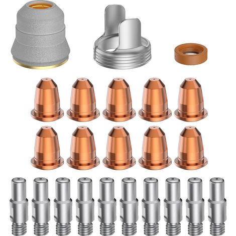 Kit de 23 boquillas para soplete de corte, 0,030 pulgadas de diámetro, compatible con la serie IPT-60, fabricado en cobre y cerámica, incluye una caja de almacenamiento. (1/5)