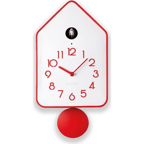 Guzzini - QQ-UP Orologio da Parete con Pendolo - Rosso, 18,8 x 9,8 x h37 cm - 16860555 (1/4)