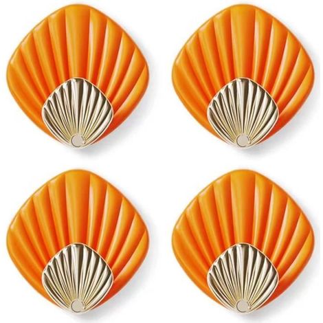 Patère - Marque inconnue - Modèle coquillage - 4 crochets autocollants - ABS - Orange (1/4)