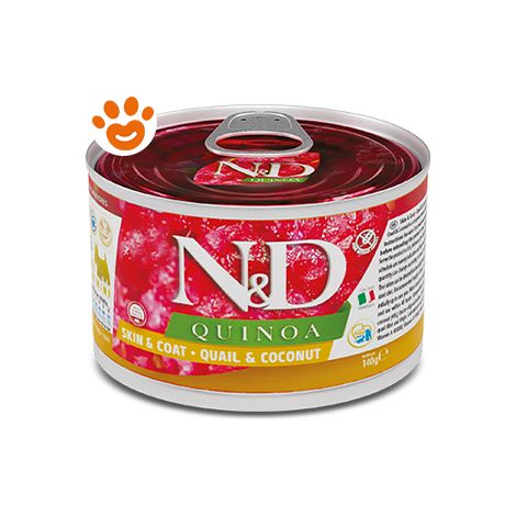 Farmina Dog N&D Quinoa Skin & Coat Adult Mini Quaglia e Cocco  - Lattina Da 140 Gr
