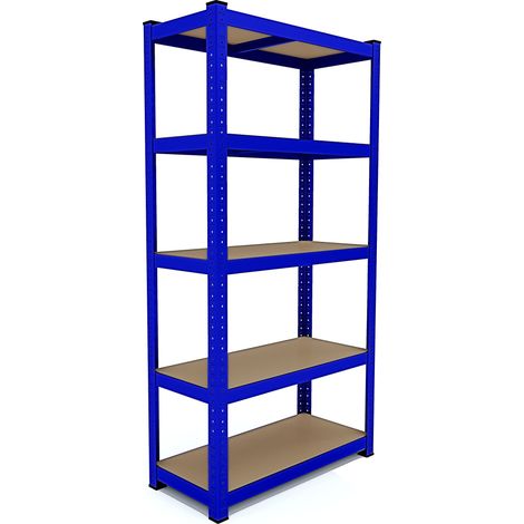 2 Scaffali In Metallo E MDF Scaffale Ad Alta Portata Fino a 875 kg Con 5 Ripiani Regolabili Ideale Per Garage Officina Cantina Capannone Magazzino Design Modulare 180 x 90 x 40 cm (Rosso) - Colore: Ne