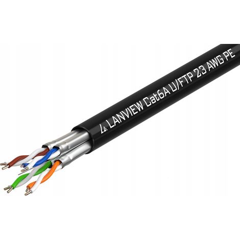 Cable CAT6A U-FTP 4x2xawg23 PE para exteriores, 500 m
