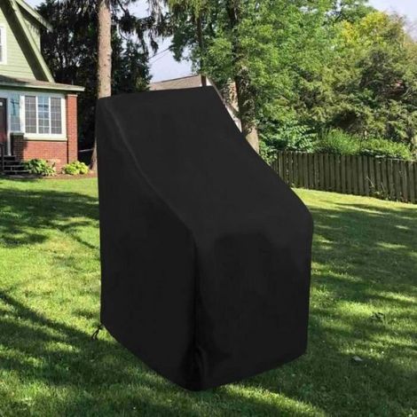 Housse de chaise d'extérieur empilable Housse de chaise de jardin imperméable, housse de patio pour chaises inclinables,64x64x120cm (1/4)