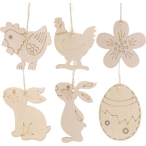 60-teiliges Set DIY-Hängeanhänger aus Holzspänen – Osterdekoration für Zuhause, Partys und mehr – Bastelbedarf