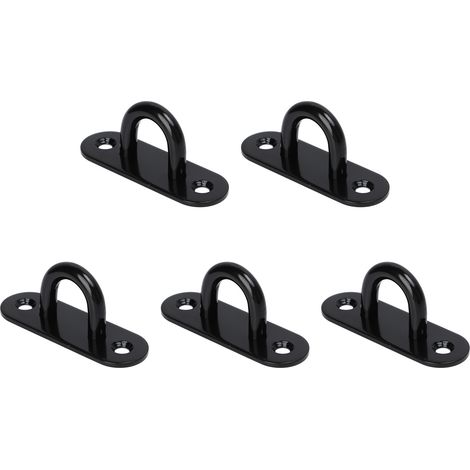 5 Pièces Boucle de Fixation Noire pour Plafond en Acier Inoxydable Renforcé, Crochet à Œillet 8mm/0.31in (1/5)