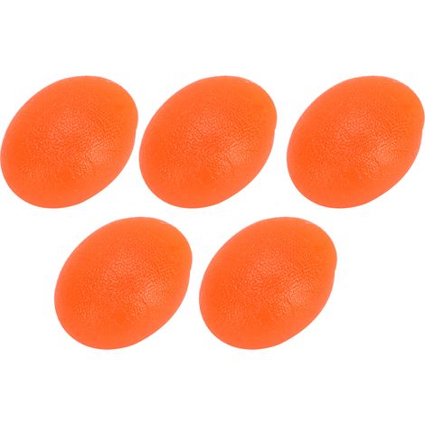 Lot de 5 balles de massage en silicone pour renforcer les mains et les poignets, orange (20 degrés), forme ovale. (1/5)