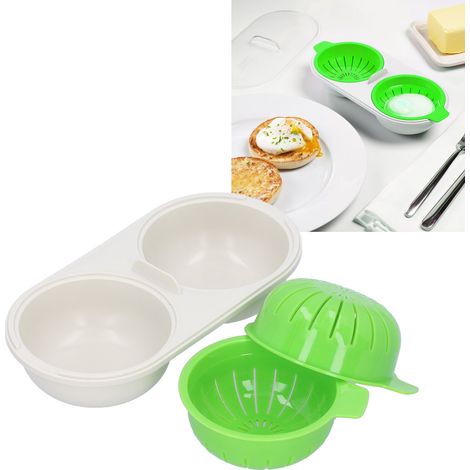 Cuiseur à œufs vapeur pour micro-ondes, de qualité alimentaire, pour la cuisine, la maison et les restaurants (vert) (1/5)