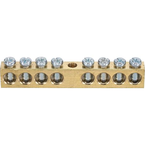 1 Pcs Borne De Terre, 8 Positions Borne De Terre À Vis En Laiton, Bloc À Vis Barrière En Laiton M5 76x8x12mm Pour Équipements Électriques (1/5)
