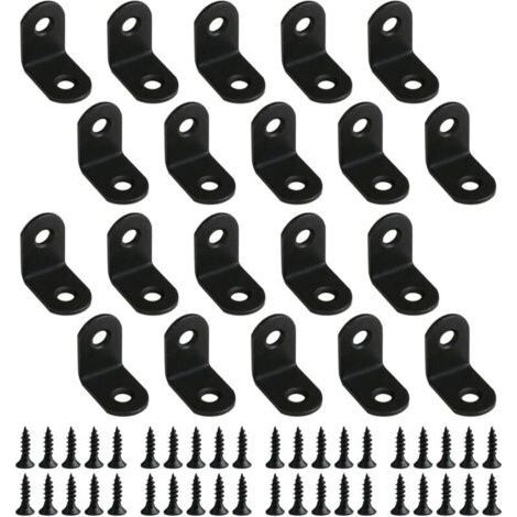 Pack of 20 Metal Fixing Brackets 25x25mm, L-Shaped Corner Bracket with 40Pcs Screws, Corner Connector for Fixing and Repairing Furniture, Shelves, Cabinet, Wood (No (1/5)