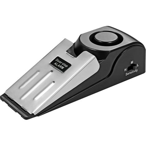 Allarme fermaporta, fermaporta a forma di cuneo in gomma antiscivolo con sensibilità regolabile a 125 dB, leggero, adatto per casa, viaggi e hotel. (1/4)