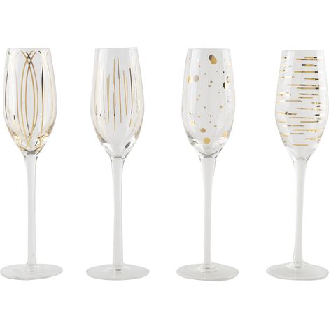 Mikasa - Copas de cóctel para brindis, 290 ml, juego de 4 unidades, dorado, 210 ml