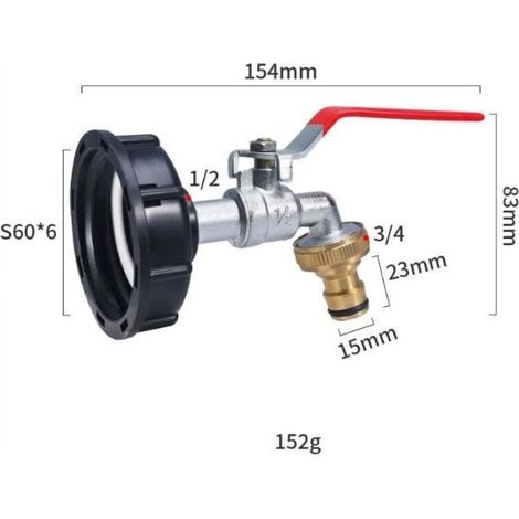 IBC 1000L Tankhahn mit doppeltem 1/2"-Auslass zur Regenwassernutzung. (1/3)