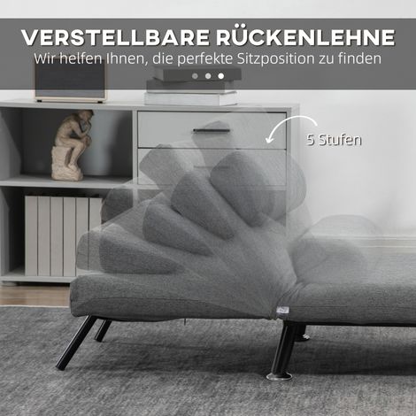 Fauteuil transformable en lit inclinable et pliable, aspect lin, dossier ajustable, 75 x 70 x 75 cm, gris anthracite (1/4)