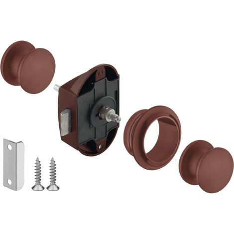 Serratura a pressione con pulsante, modello grande, interasse 25 mm, utilizzabile da entrambi i lati, ideale per barche, caravan, camper, furgoni, marrone (1/3)