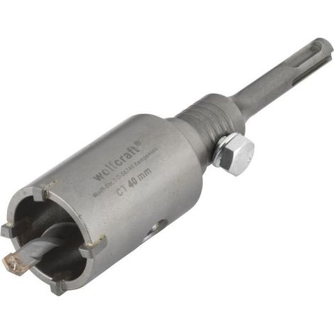 wolfcraft - sierra de corona de sondeo con adaptador vástago SDS-plus, resistente a golpes y choques durante el taladrado, profundidad de corte: 46 mm - ref.5480000