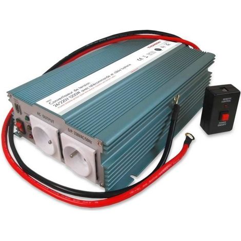 Spannungswandler - THOMSON - 24V/220 V - Leistung 1200 W - Mit 2 Steckdosen und Fernbedienung mit 4,80m Kabel