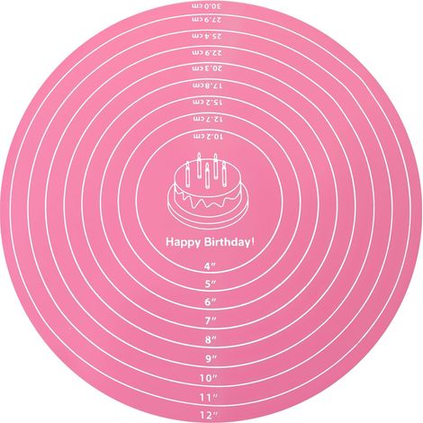 Tapete redondo de silicona para hornear de 30 cm - Tapete antideslizante con marcas de graduación - Ideal para fondant, pasteles, pizzas, galletas y pan (1/5)