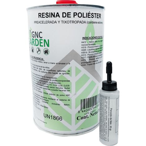 Global – Résine polyester 1 Kg – Catalyseur 25 gr – Pour réparations nautiques, automobiles et industrielles – Matériau renforçant