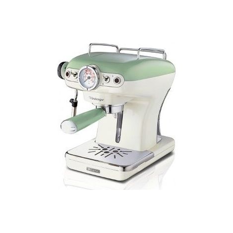 Ariete 1389/14 Retro Style Espresso Machine & Built In Milk Frother, Barista Coffee Maker Ideal for Americanos, Lattes & Cappuccinos, Filter Holder for Powder or Pods, Green (1/5)