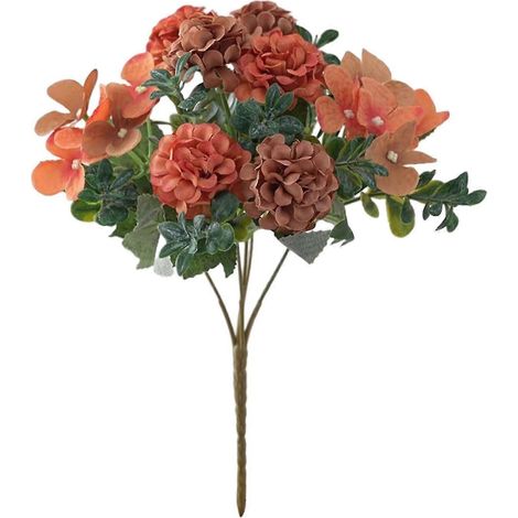 Bouquet de fleurs d'hortensias en soie rose pour la décoration du salon et de la salle de réunion-Orange (1/5)