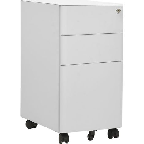 Cajonera mueble de oficina con ruedas con 3 cajones 30 x 45 x 59 cm acero gris DEC024575