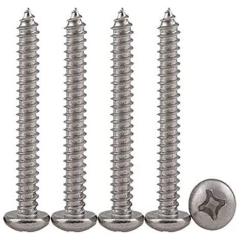 50 Stück Kreuzschlitz-Flachkopfschrauben, 304 Edelstahl, selbstschneidende Schrauben, selbstbohrende Holzschrauben, Standard-Kreuznut, Vollgewinde, Holzbearbeitungs-Befestigungselement, M4 x 50