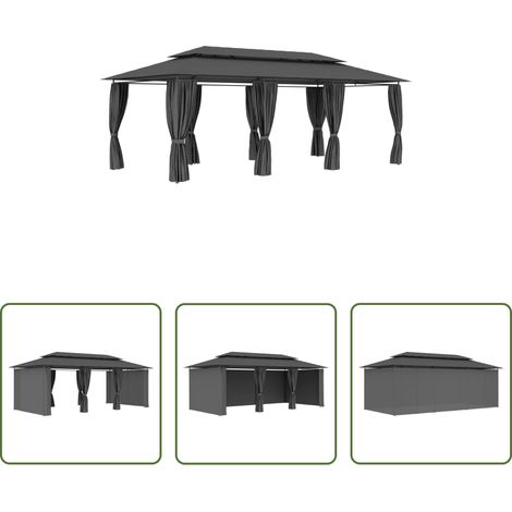 Abri de jardin - Belvédère avec rideaux 600x298x270 cm Anthracite (1/5)