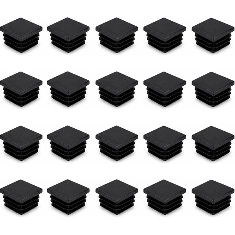 20 PCS Bouchon PVC 30 pour Tube Carré 30 x 30 mm avec Lamelles, Embouts en Plastique Noir pour Meubles, Chaises, Tables, Armoires, Pieds De Tube Et Protection des Sols (1/5)