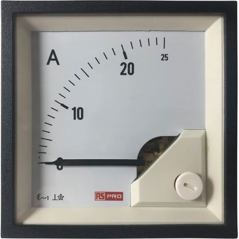 Ampèremètre analogique de panneau V c.a. RS PRO, Echelle 25 (Input)A, 72mm x 72mm ( Prix pour 1 ) (1/3)