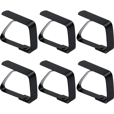 Lot de 6 grandes pinces à nappe en acier inoxydable - 8 x 7 cm - Pour la famille, l'extérieur, les pique-niques, les fêtes, les mariages - Convient pour de nombreux types de tables - Noir (1/5)