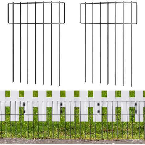 10-Pack Metal Animal Fence, Rust-Proof Garden Barrier with Ground Stakes 16.7in High, Decorative Yard Fencing for Dogs Flower Beds (1/5)