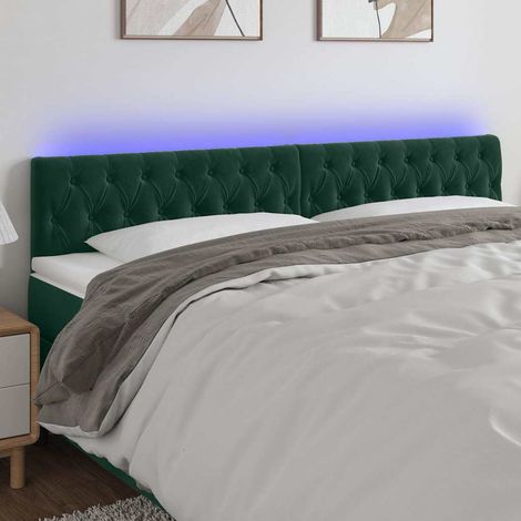 vidaXL Cabecero con LED de terciopelo verde oscuro 180x7x78/88 cm (1/5)