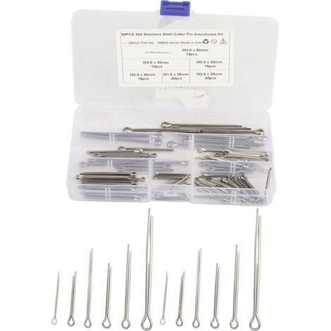 Kit di fissaggio con coppiglia in acciaio inossidabile FOREHILL, 6 misure: M1,6 x 25, M2,5 x 25/40, M3,0 x 30/40, M4 x 60, per riparazioni di officine, garage e camion per autoveicoli
