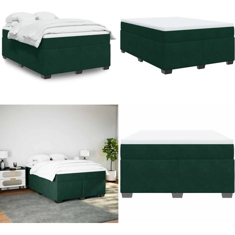 Sommier à lattes de lit et matelas Vert foncé 140x200cm Velours - Lit Double - Lit Velours - Matelas Ressorts Ensachés - Surmatelas - Literie - Home & Living (1/5)