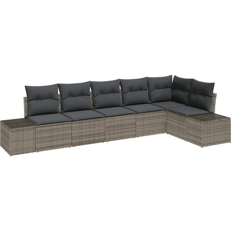 Maison Exclusive - Gartensofa-set mit Kissen 6 pcs Grau Poly-Ratt