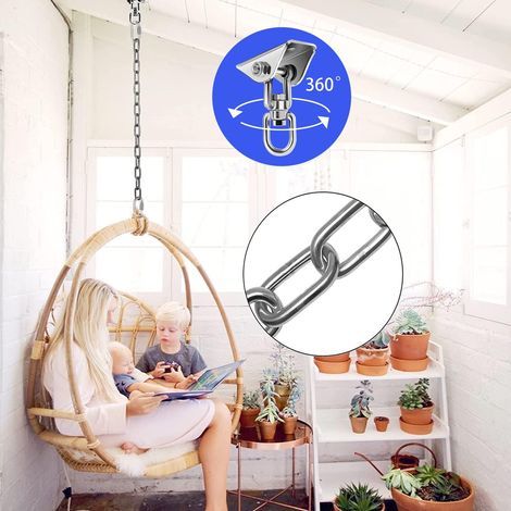 Ceiling Hook for Hanging Chair 360° Rotatable for Hanging Chair up to 450kg Stainless Steel Rocker Hook Concrete Cover for Concrete, Wood, Conservatory (1/4)