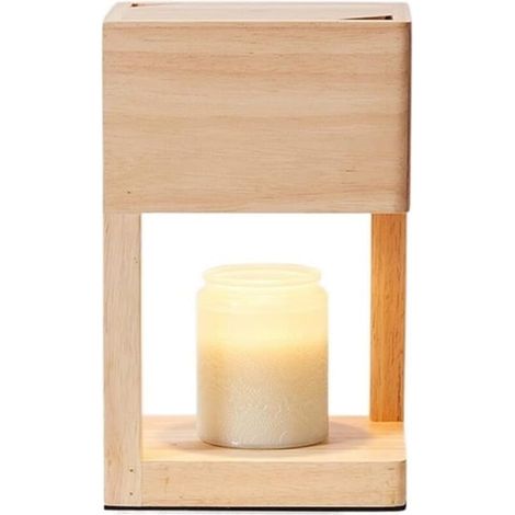 Brûleur de cire fondue Chauffe-bougie à intensité variable, conception semi-ouverte chauffe-bougie en bois brûleur d'arôme lampe à parfum chauffe-bougie parfumée fondeur for spa, maison pour le salon (1/5)