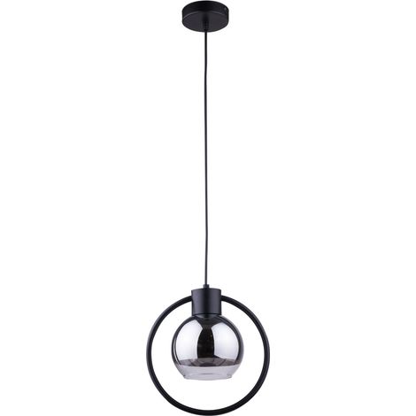 Suspension moderne noire verre argent Linda E27 Sigma