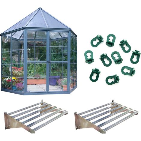 Palram - Canopia Aluminium Gewächshaus Set Oasis   Grau  Ø 248 cm