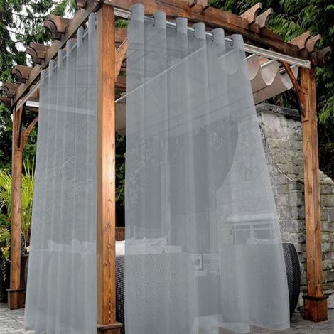 Confezione da 2 tende da esterno trasparenti e impermeabili per soggiorno, camera da letto e gazebo, 132x241 cm, blu royal. (1/5)