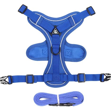 Ensemble harnais et laisse universels pour chat et chien (1 pièce) - Bleu, Taille M