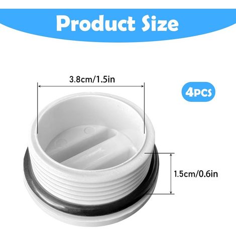 Winter-Poolstopfen – 4 Stück, 1,5 Zoll PVC-Winter-Poolstopfen mit O-Ring – Skimmerventil (1/5)