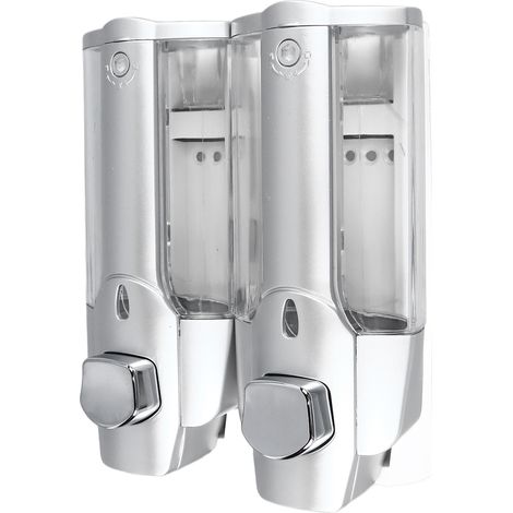 Soavoa Distributeur Savon Mural Double Tête en Plastique Transparent pour Salle de Bain et Cuisine 2 Pièces (1/4)