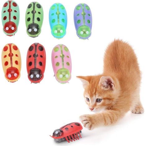 Interaktives Katzenspielzeug, 7-teiliges Mini-Katzenspielzeug, elektrisch, lustig, interaktiv, mit Batterie, für Katzen und Kätzchen, zum Spielen, Kauen und Trainieren