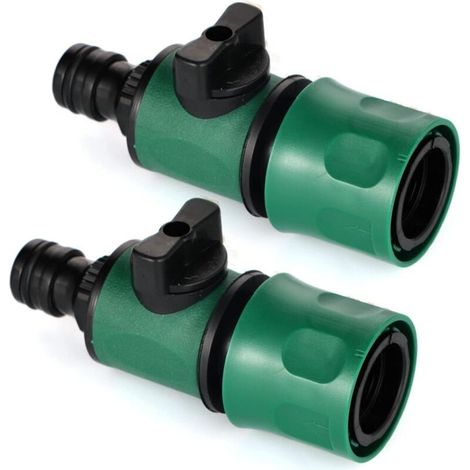 Lot de 2 Rallonges de Raccord Tuyau D'Arrosage - Raccord Rapide D'Eau Avec Valve pour Tuyau - Raccordement des Outils de Jardin - Raccordement de Tuyau - Raccordement Individuel (1/5)